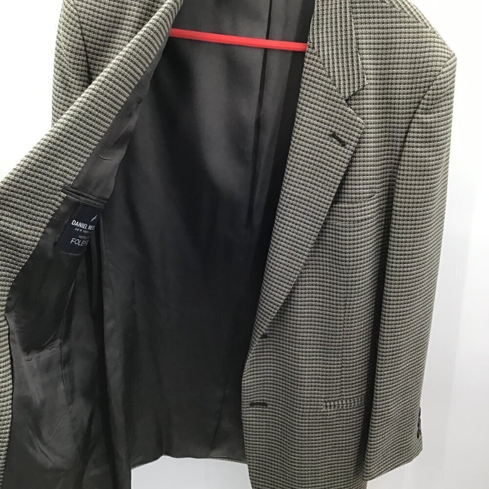 VTG Daniel Hechter Foley's Blazer 44 Chest Sport Coat Check Black Tan USA Made - Picture 4 of 13